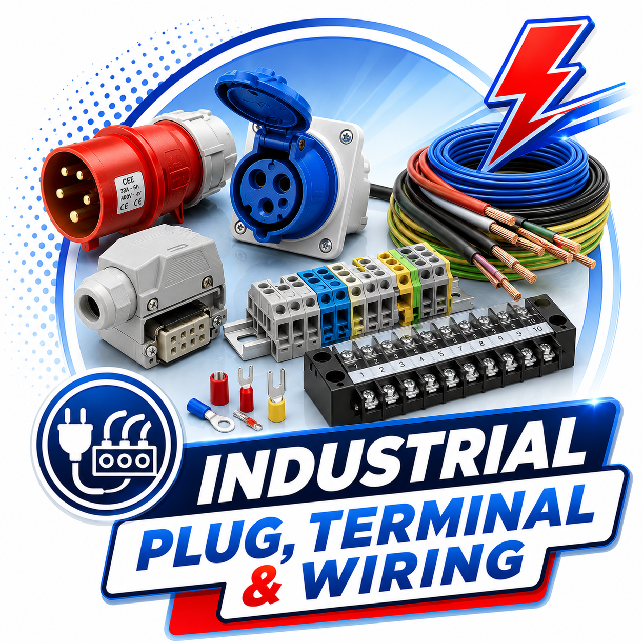 Industrial Plug, Terminal & Wiring